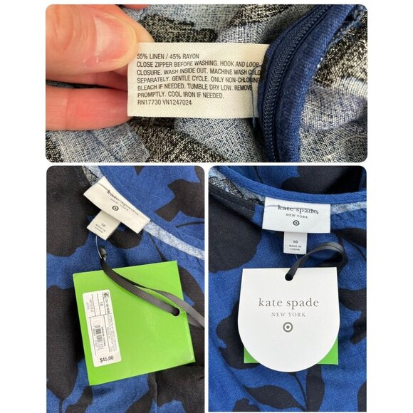 Kate Spade New York x Target Blue Floral One-Shoulder Linen Jumpsuit NWT Size 10 - Picture 10 of 13